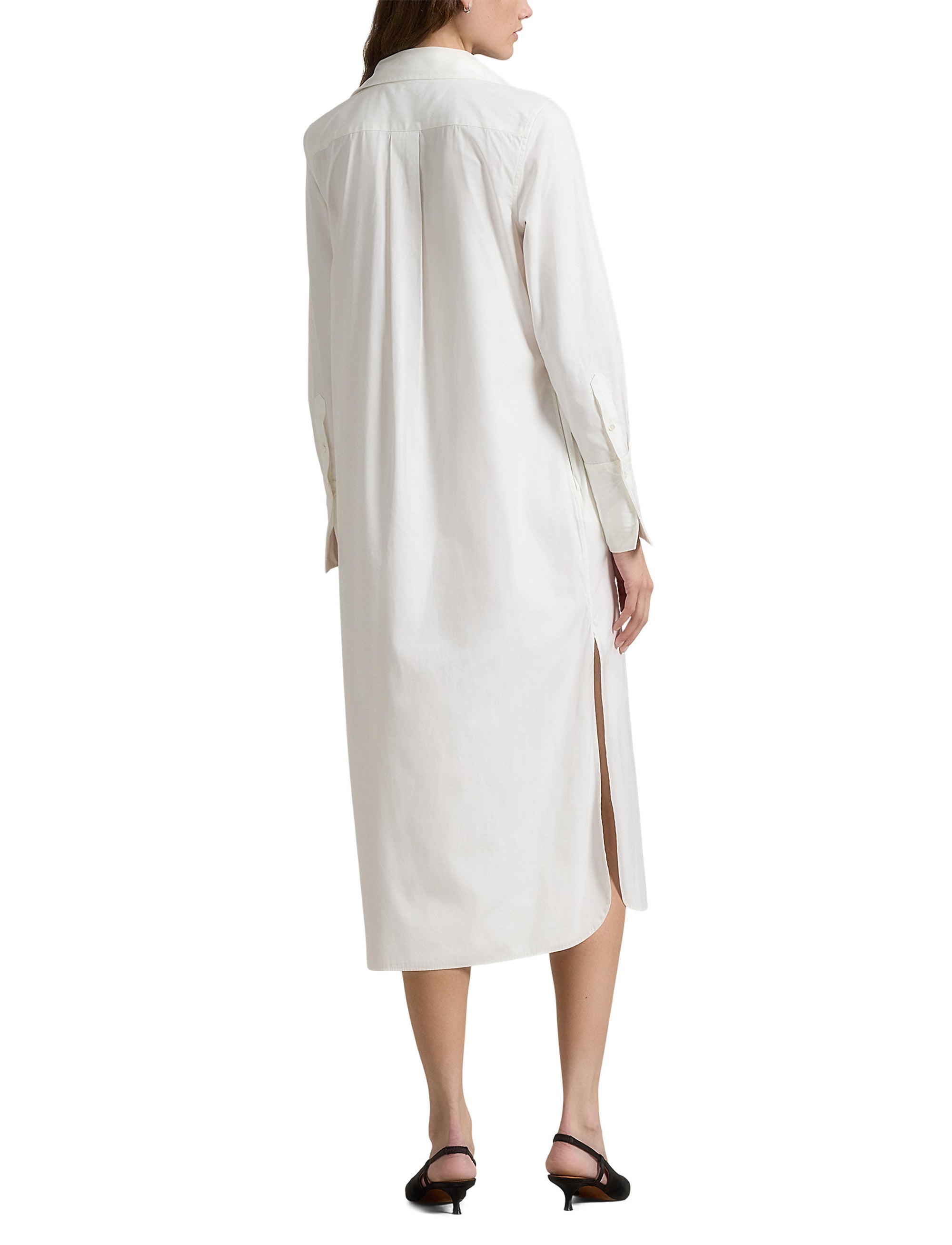 Robe-chemise de smoking en popeline - White