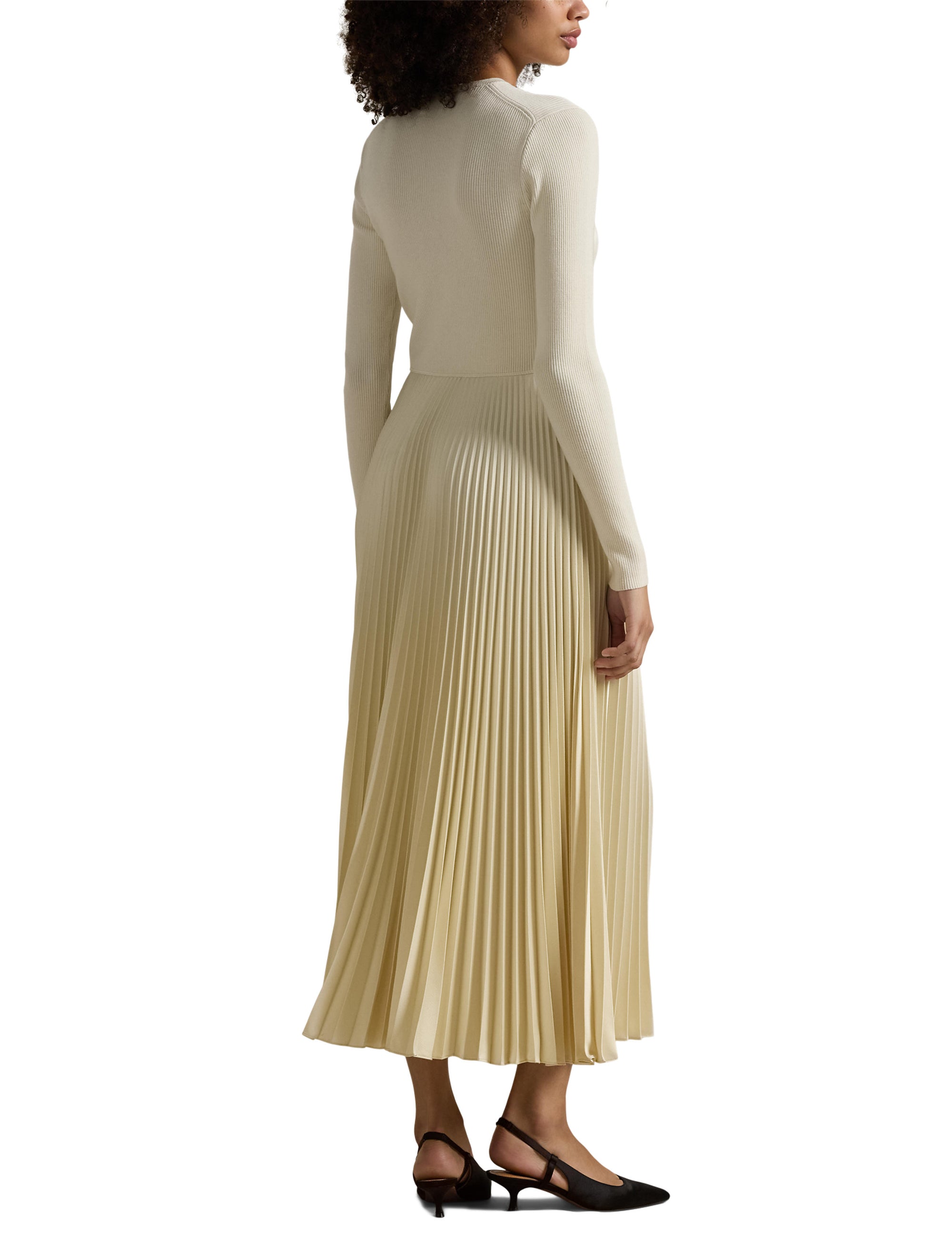 Robe à manches longues avec corsage pull en laine - Authentic Cream