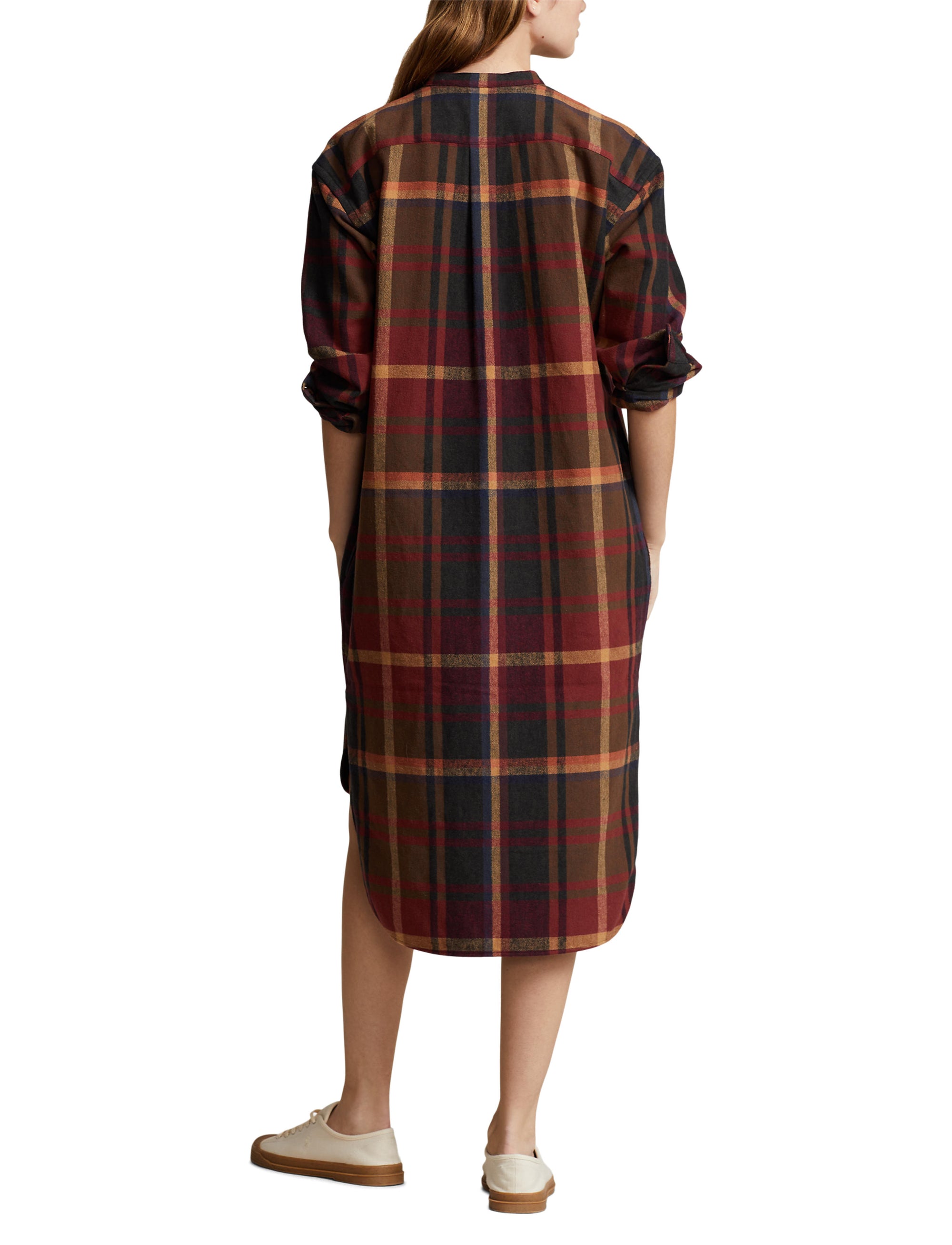 Robe-chemise écossaise en coton  - Red, Multicolore & Fall Plaid