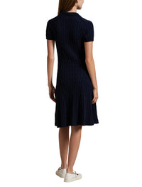 Robe torsadée manches courtes en coton  - Hunter Navy