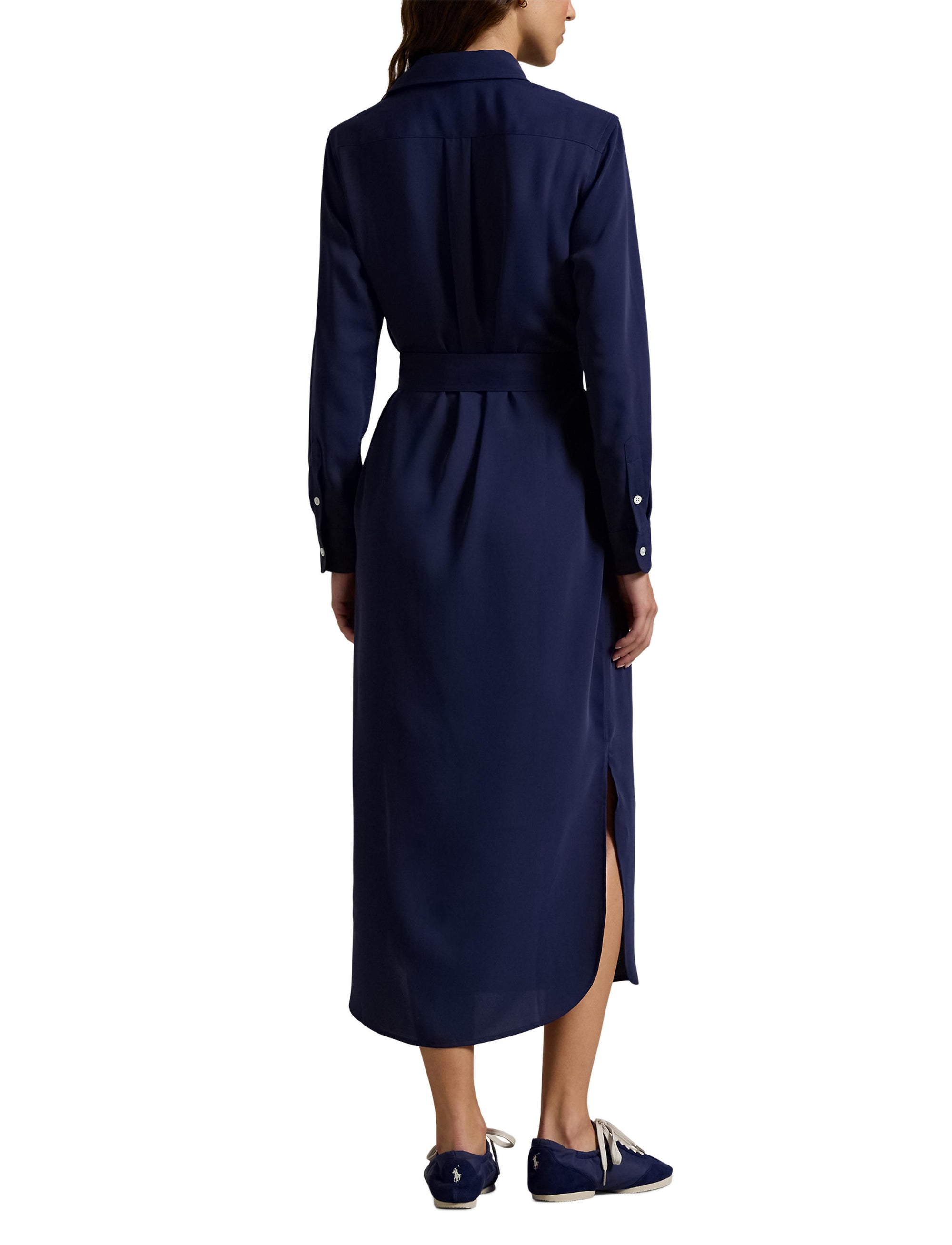 Robe-chemise en satin - Graphic Navy