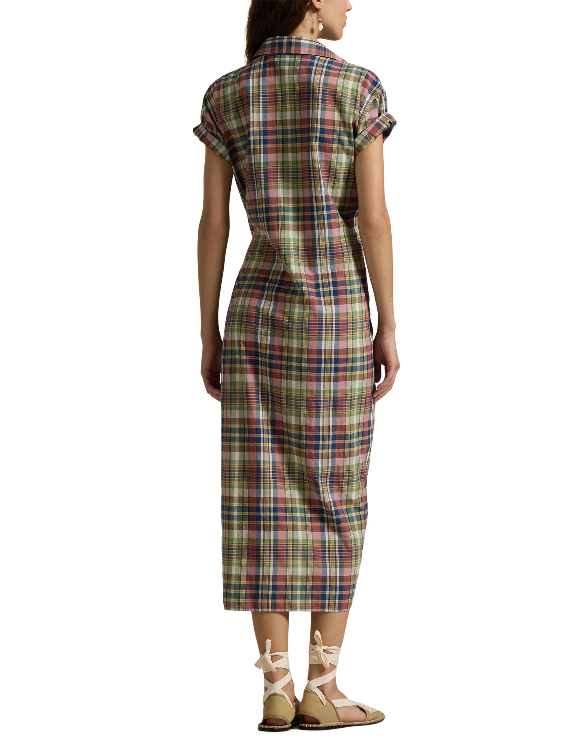 Robe-chemise écossaise en coton - Yellow, Green, Navy, Multicolore & Plaid
