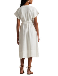 Short-sleeved wrap dress - Deckwash White
