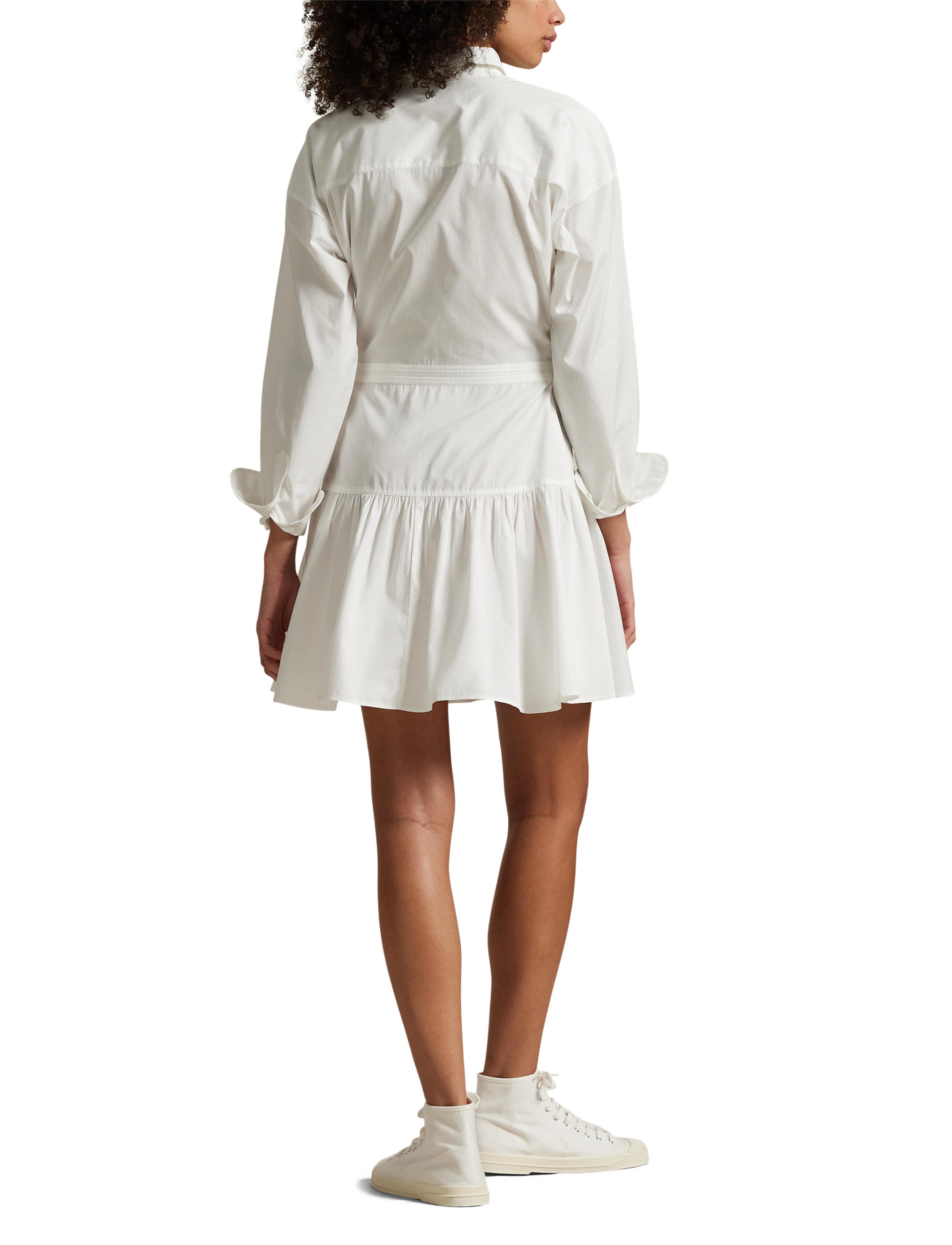Robe-chemise à pans en popeline de coton - White