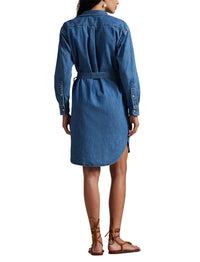 Robe chemise ceinturée en denim - Tussa Wash