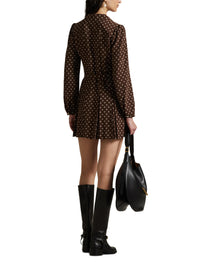 Printed silk mini-dress - Ditsy Geo Brown & Cream