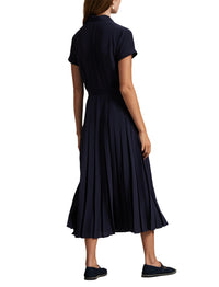 Robe-chemise plissée en crêpe de soie - Ink