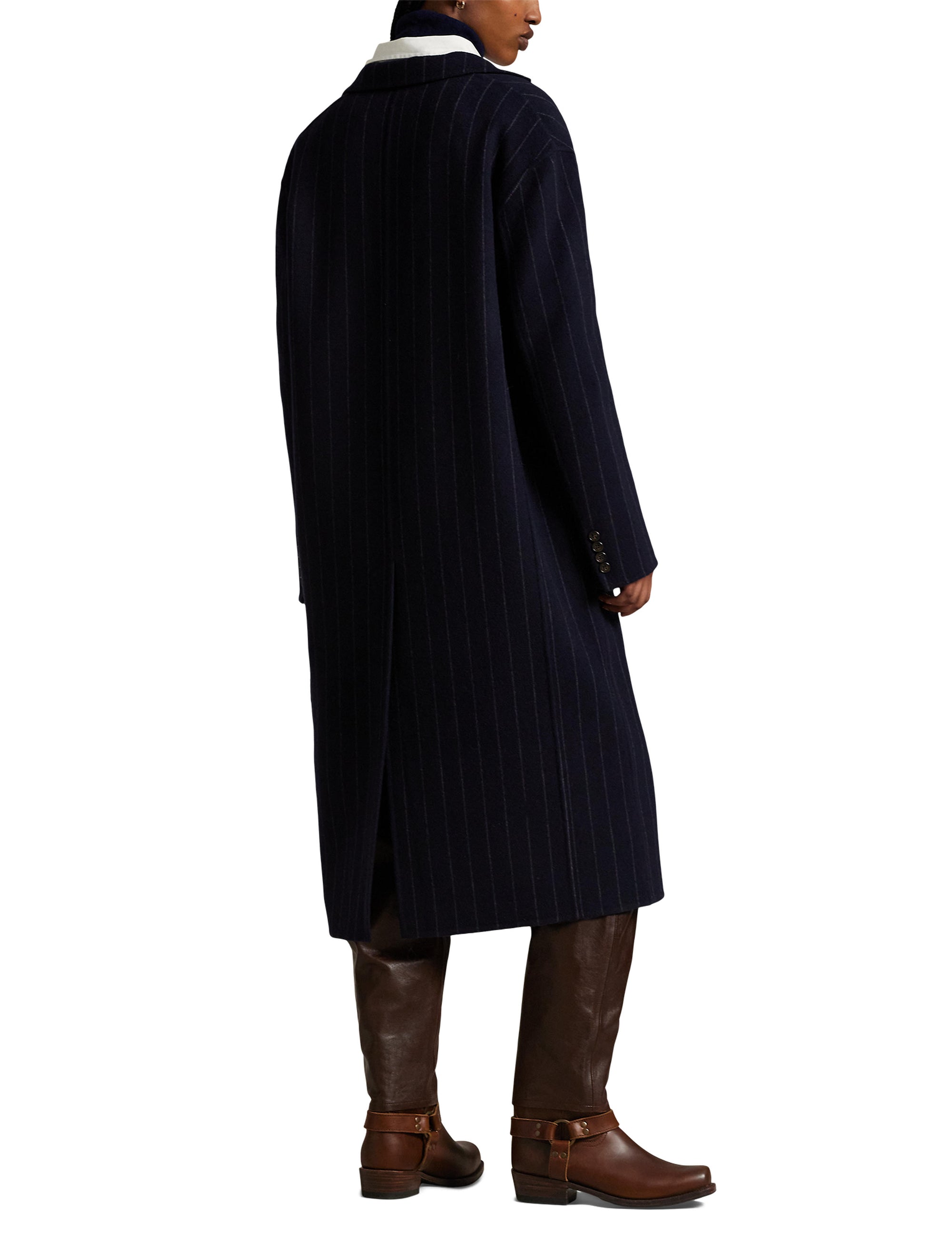 Manteau en laine milleraies - Navy Chalk Stripe