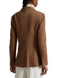 Blazer croisé à chevrons en laine - Tan Herringbone