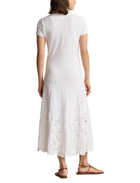 Robe Polo broderie anglaise en coton piqué - White