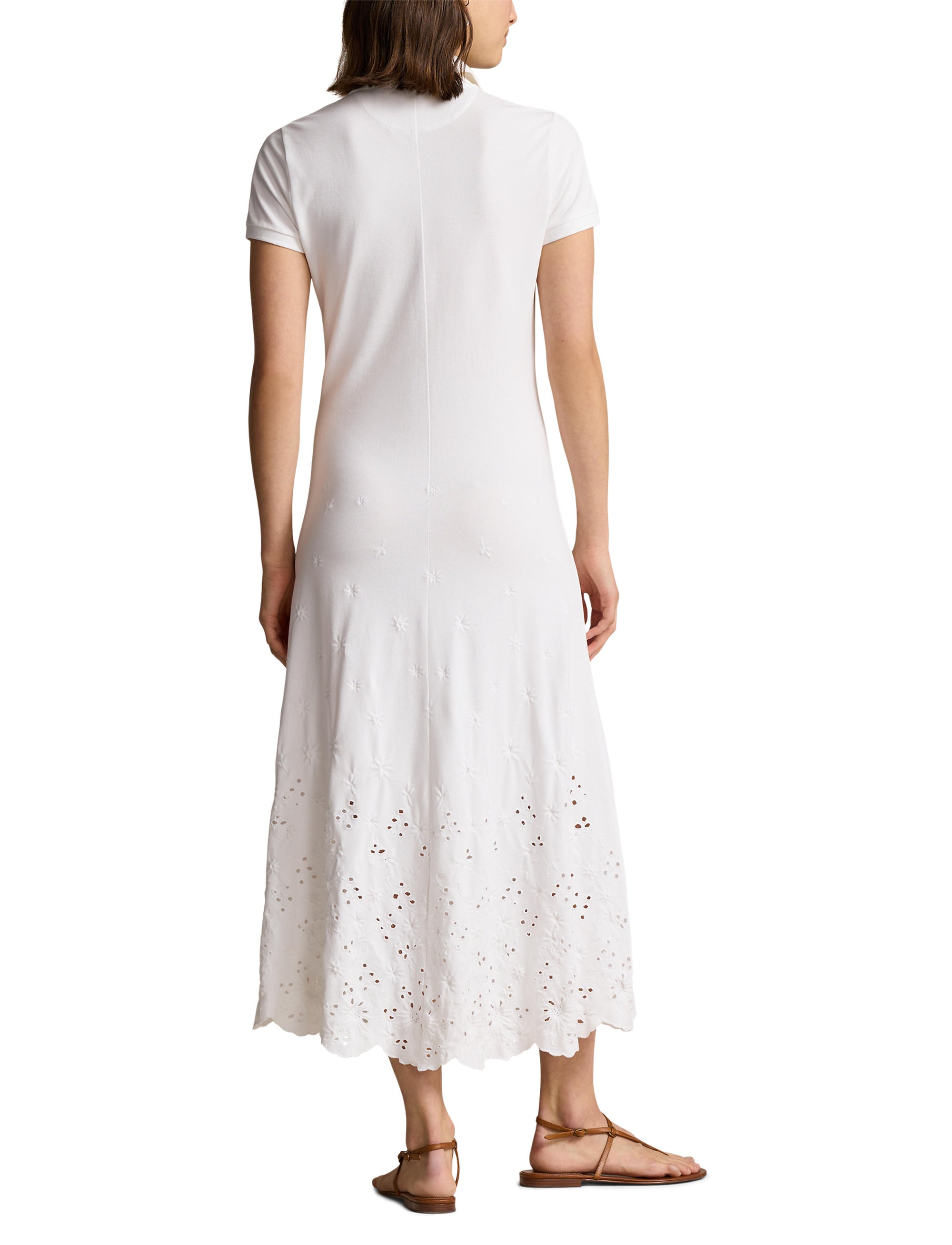 Robe Polo broderie anglaise en coton piqué - White