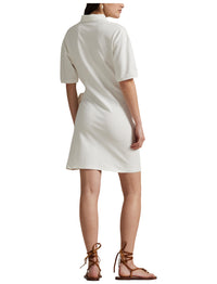 Mini-robe polo portefeuille en piqué  - White
