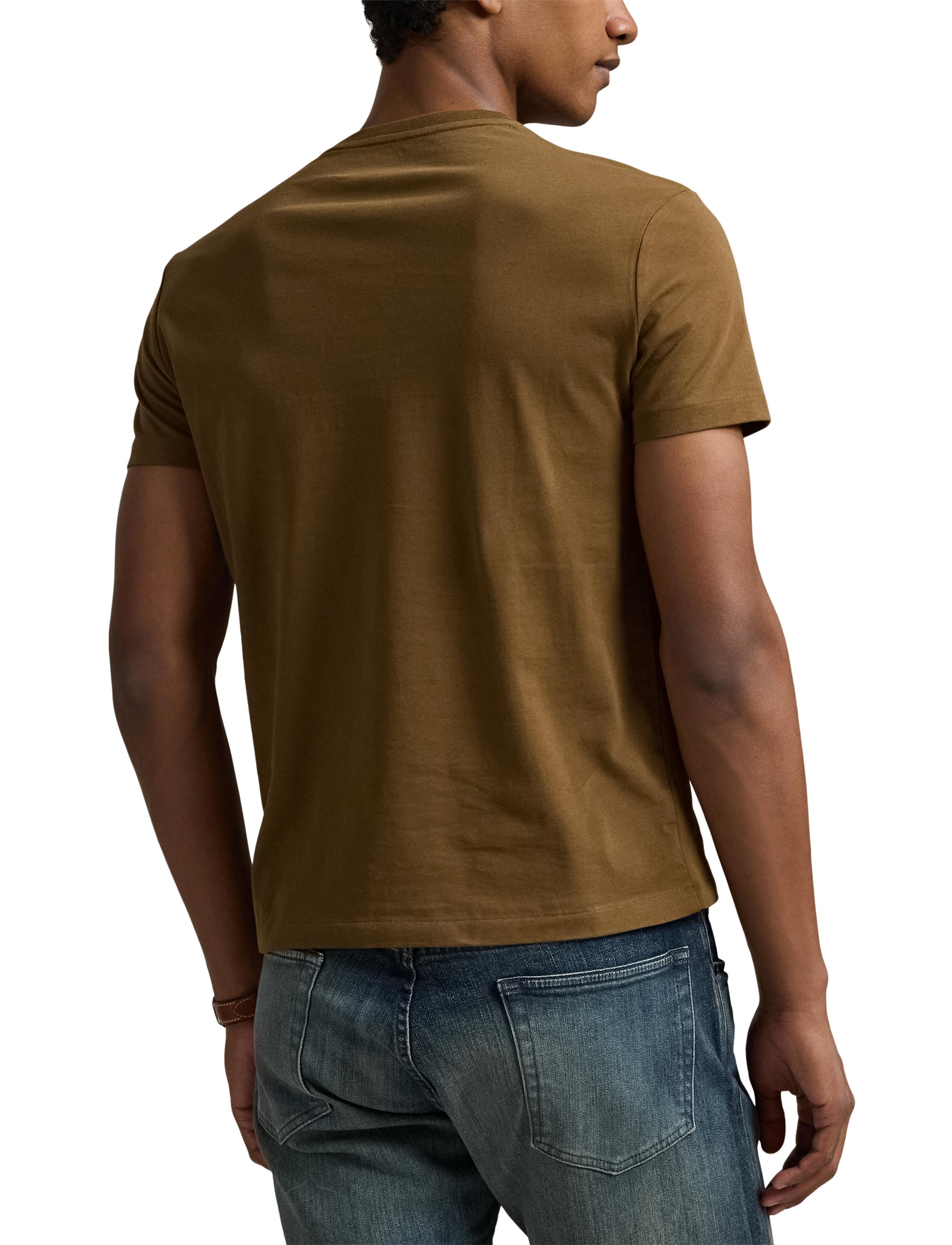 T-shirt col rond jersey Custom Slim Fit - Nature Brown