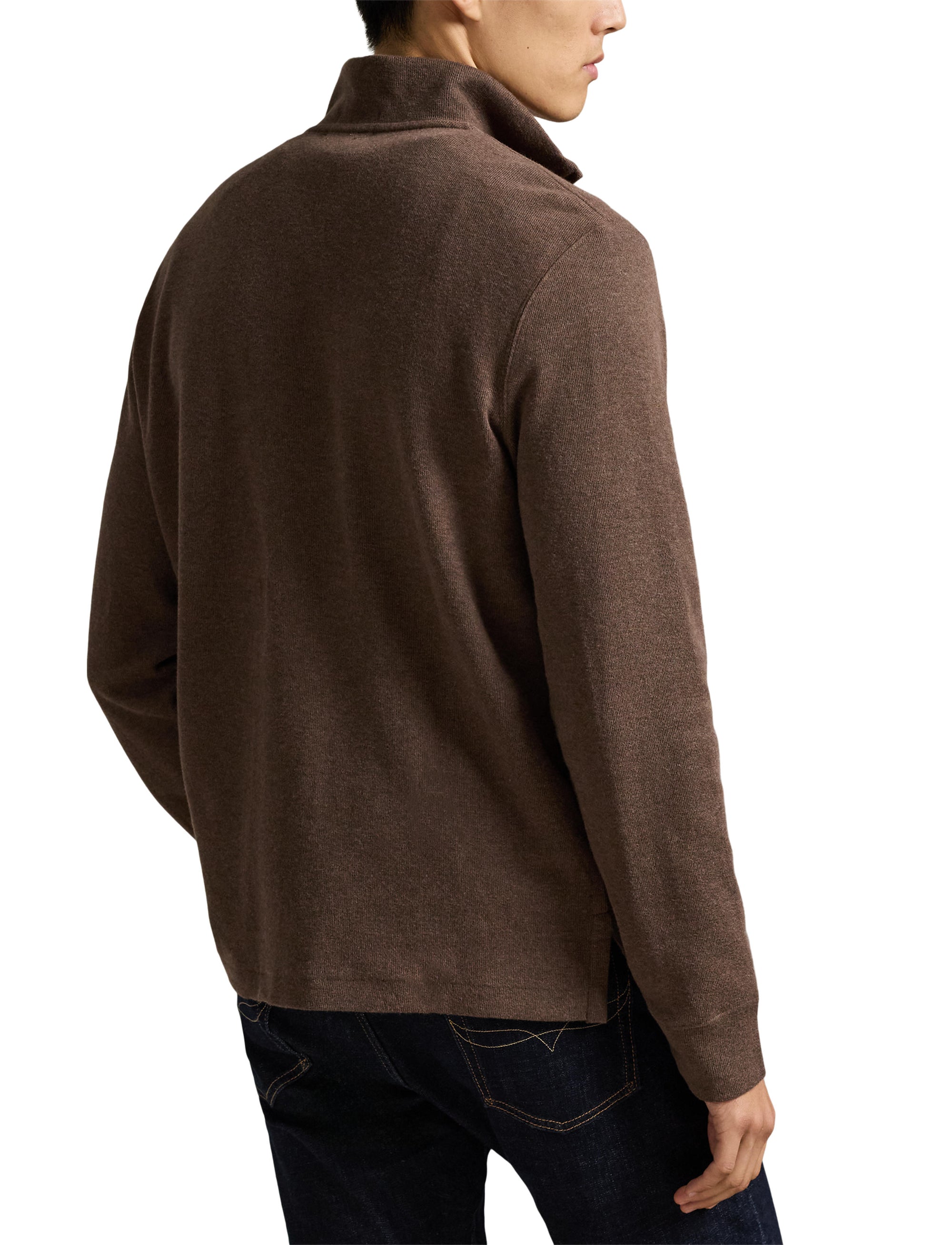 Pull demi-zippé côtelé Estate - Nutmeg Brown Heather