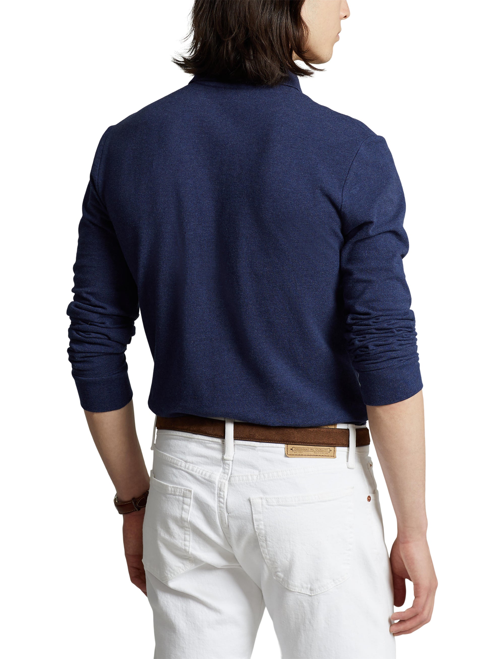 Polo cintré à manches longues piqué - Spring Navy Heather