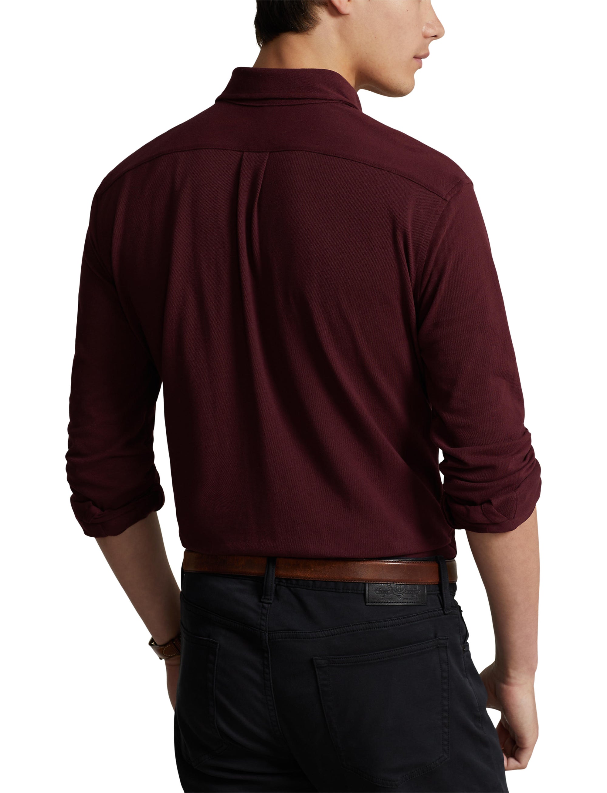 Ultra-lightweight piqué fitted shirt - Harvard Wine