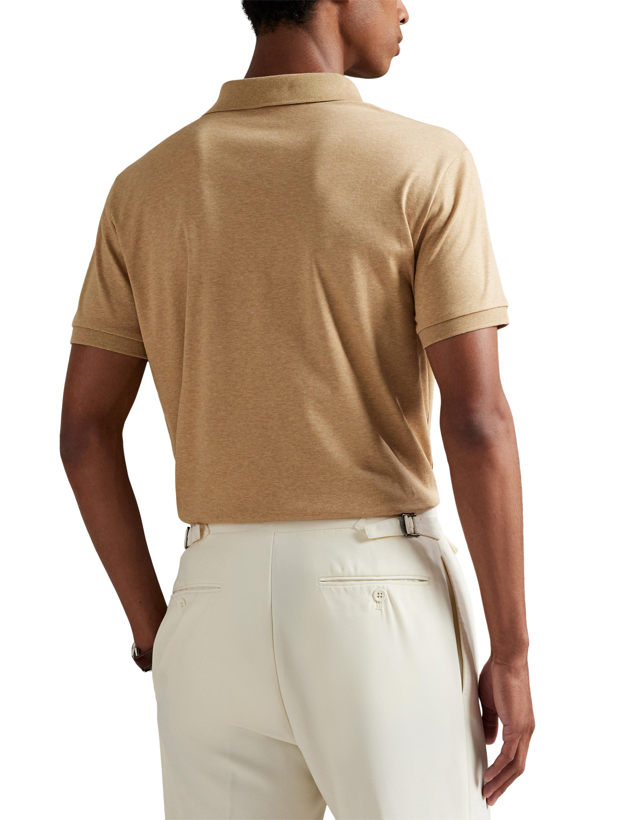 Polo en coton doux coupe ajustée - Classic Camel Heather