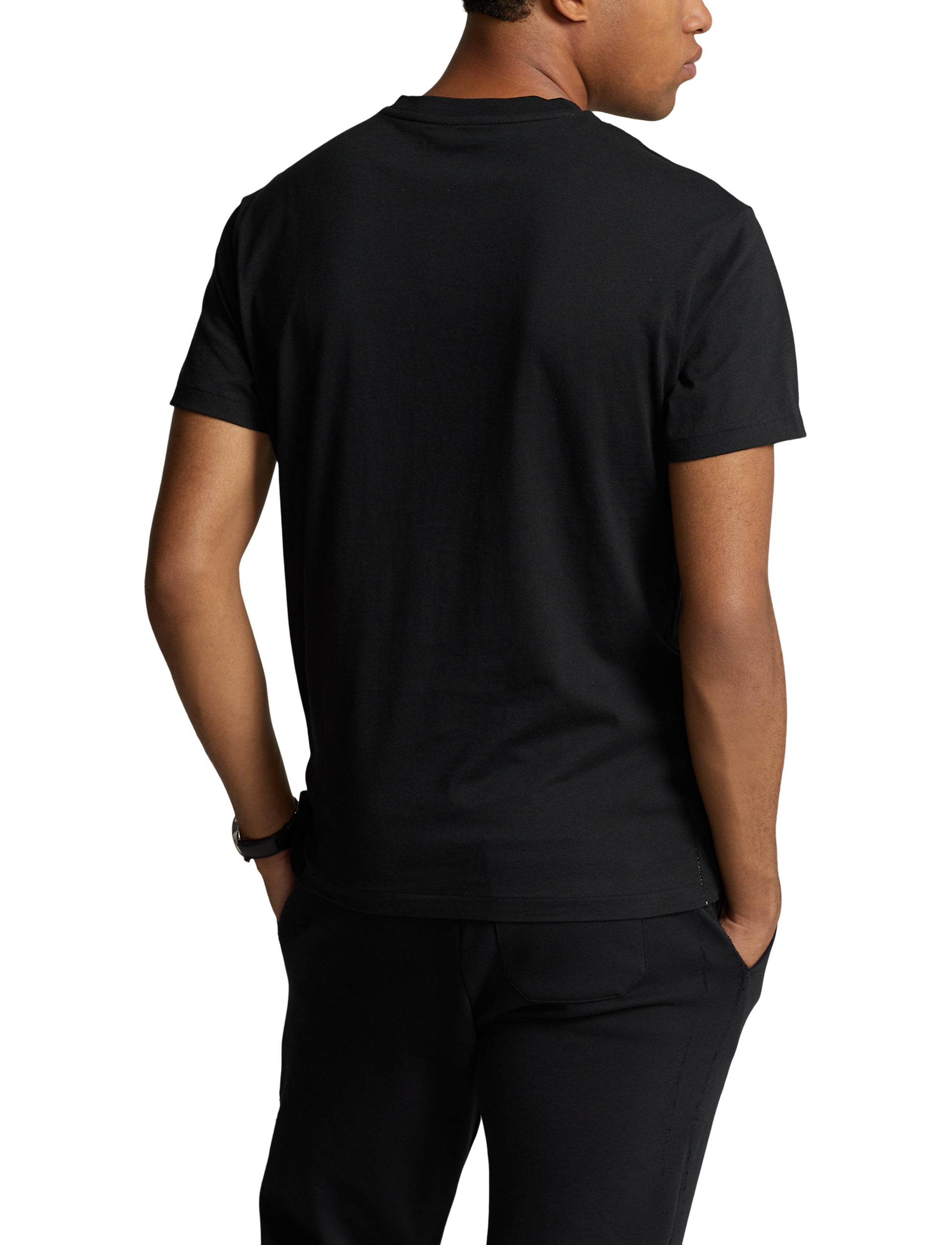 T-shirt classique à col V en jersey - Black