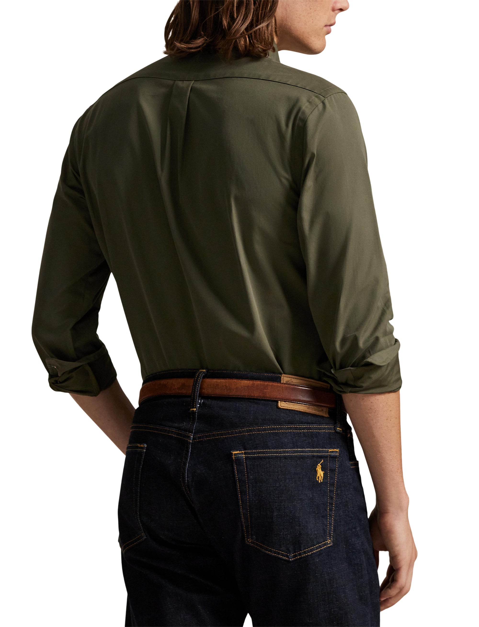 Chemise ajustée en popeline grattée - Ranger Green