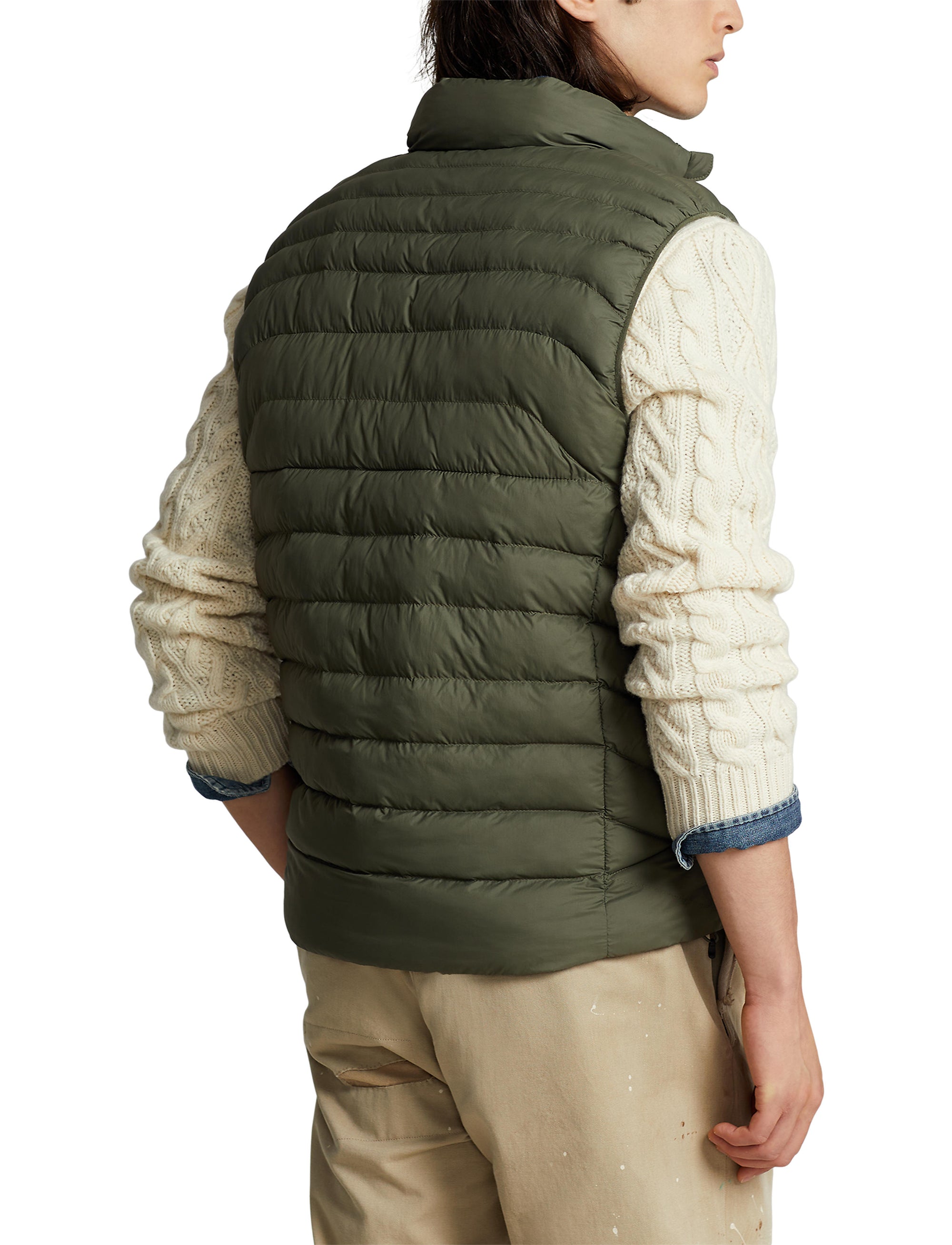 Water-repellent stowable waistcoat - Thermal Green