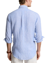 Chemise rayée Custom Fit en lin - Blue & White