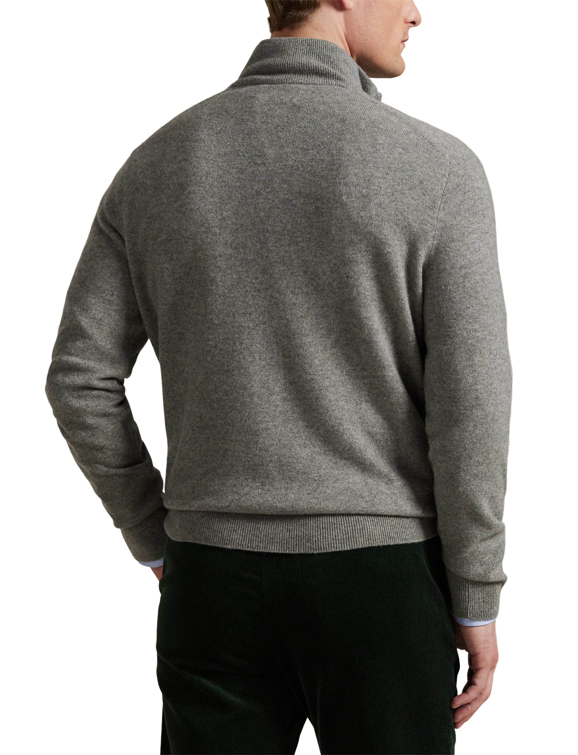 Pull demi-zippé en laine - Fawn Grey Heather