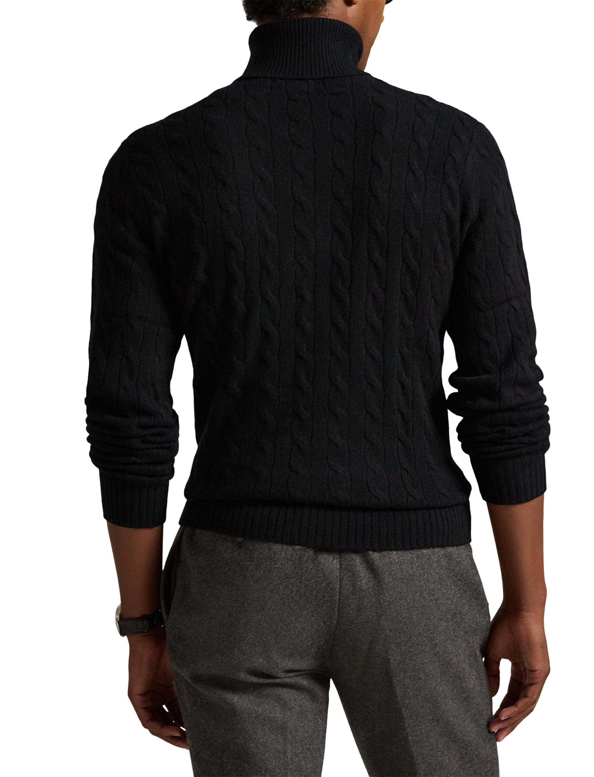 Pull col roulé torsadé en laine - Polo Black