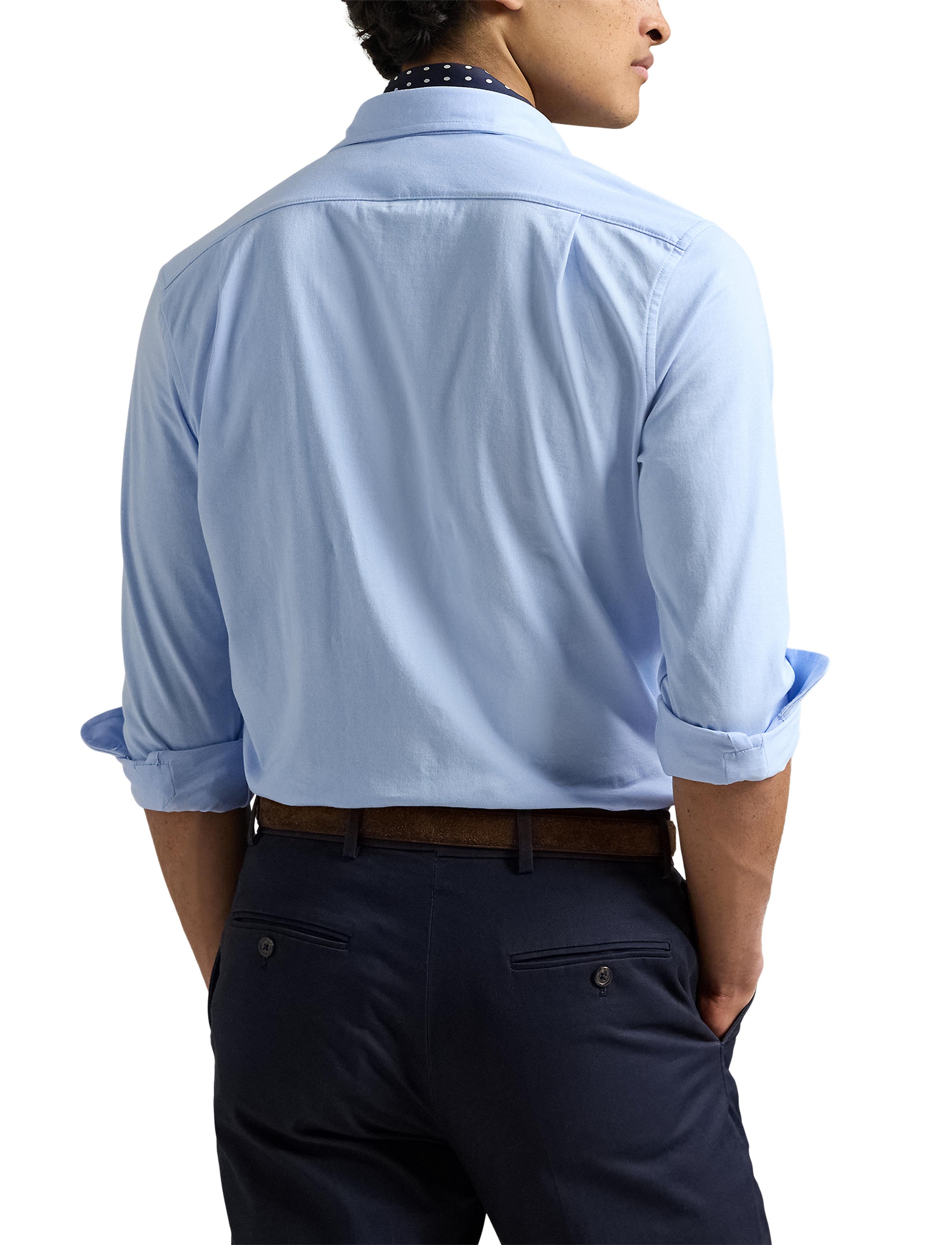Jersey flared collar shirt - Office Blue