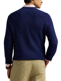 Pull col rond texturé en laine - Bright Navy
