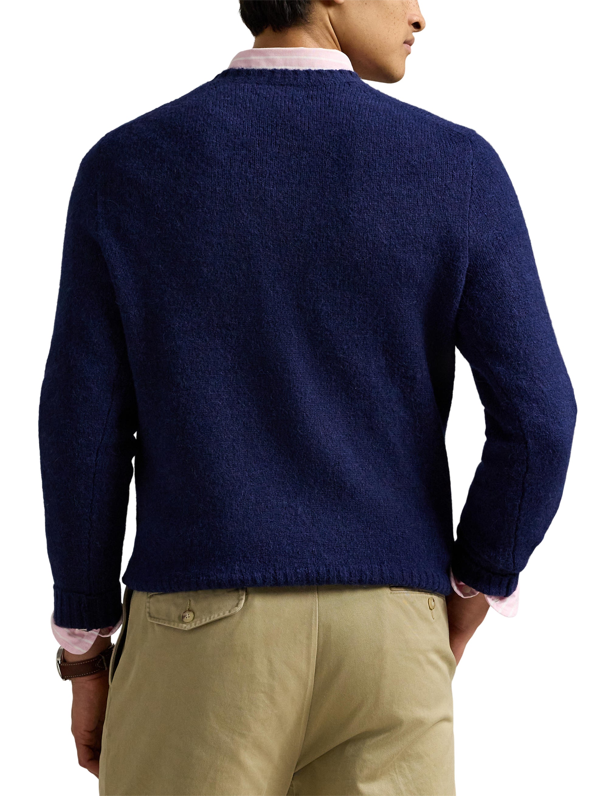 Pull col rond texturé en laine - Bright Navy