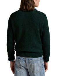 Pull col rond texturé en laine - Moss Agate