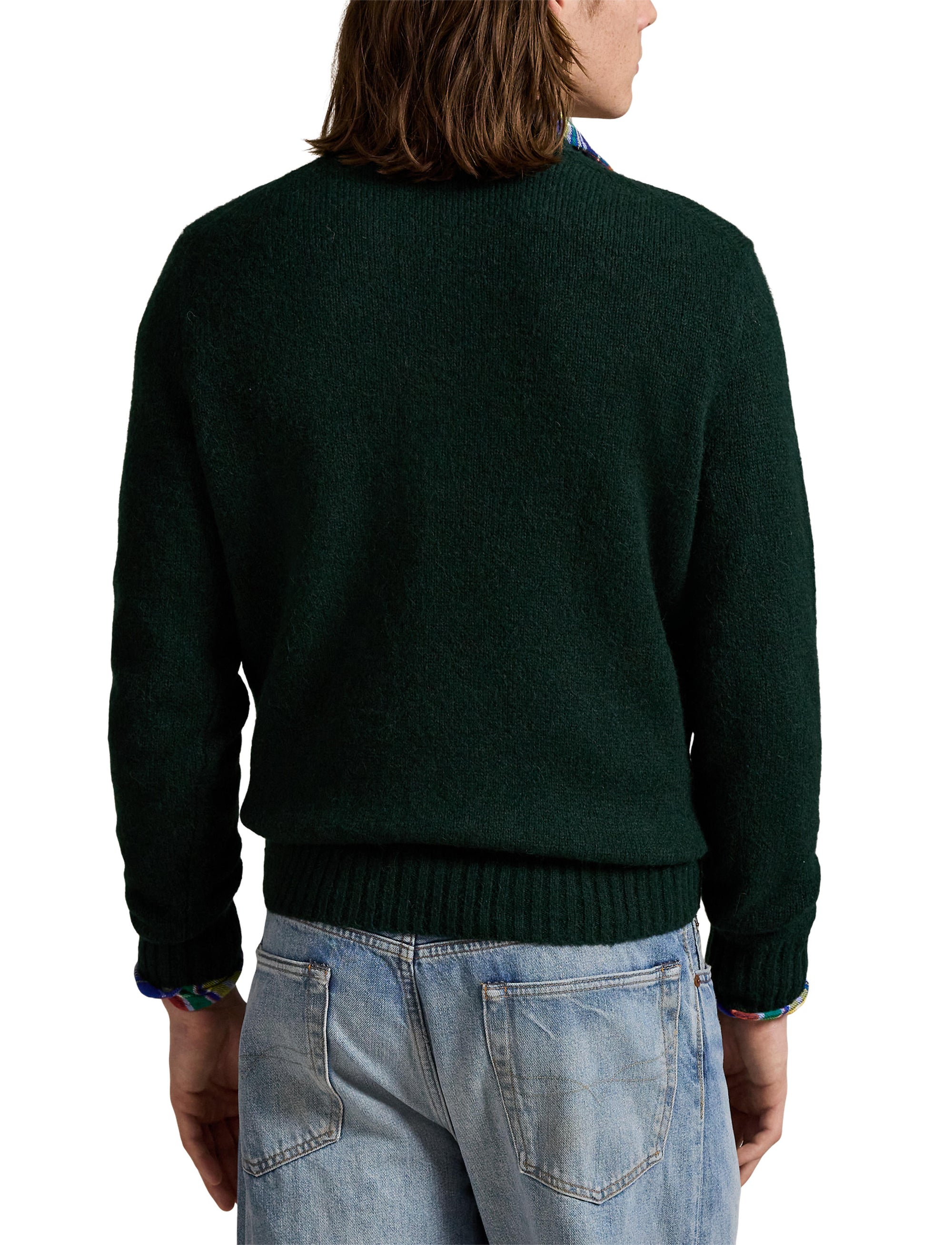 Pull col rond texturé en laine - Moss Agate