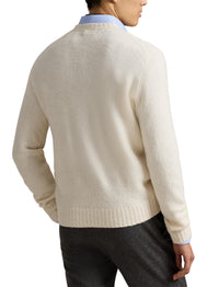 Pull col rond texturé en laine - Cream Tonal Pp