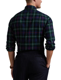Chemise écossaise ajustée en sergé - Evergreen & Red