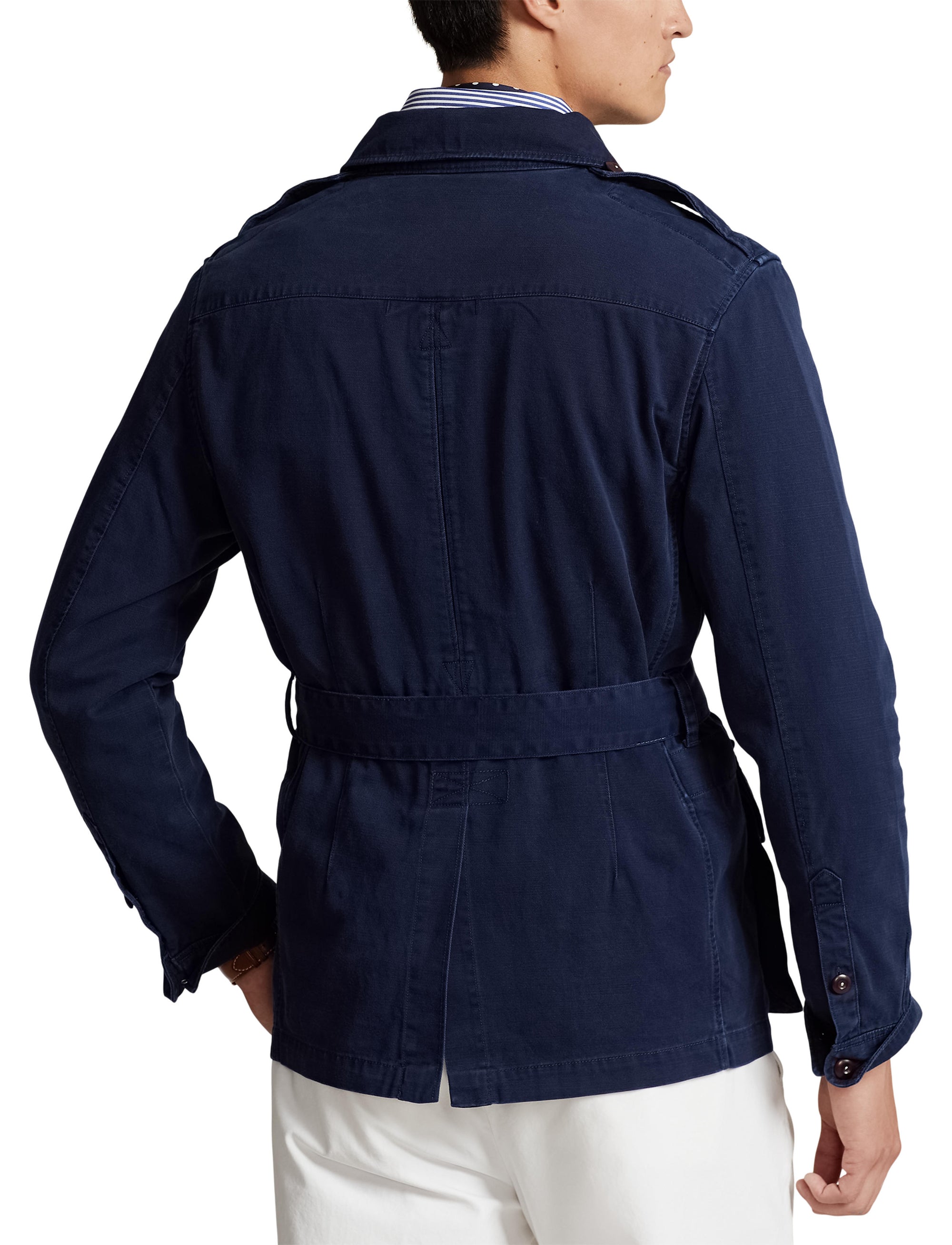 Belted twill utility jacket - Newport Navy