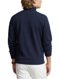Pull demi-zippé à maille double en piqué - Aviator Navy