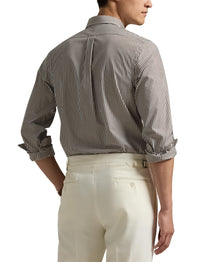 Chemise rayée Custom Fit popeline - Cooper Brown & White
