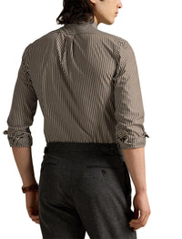 Chemise rayée Custom Fit popeline - Copper Brown & White