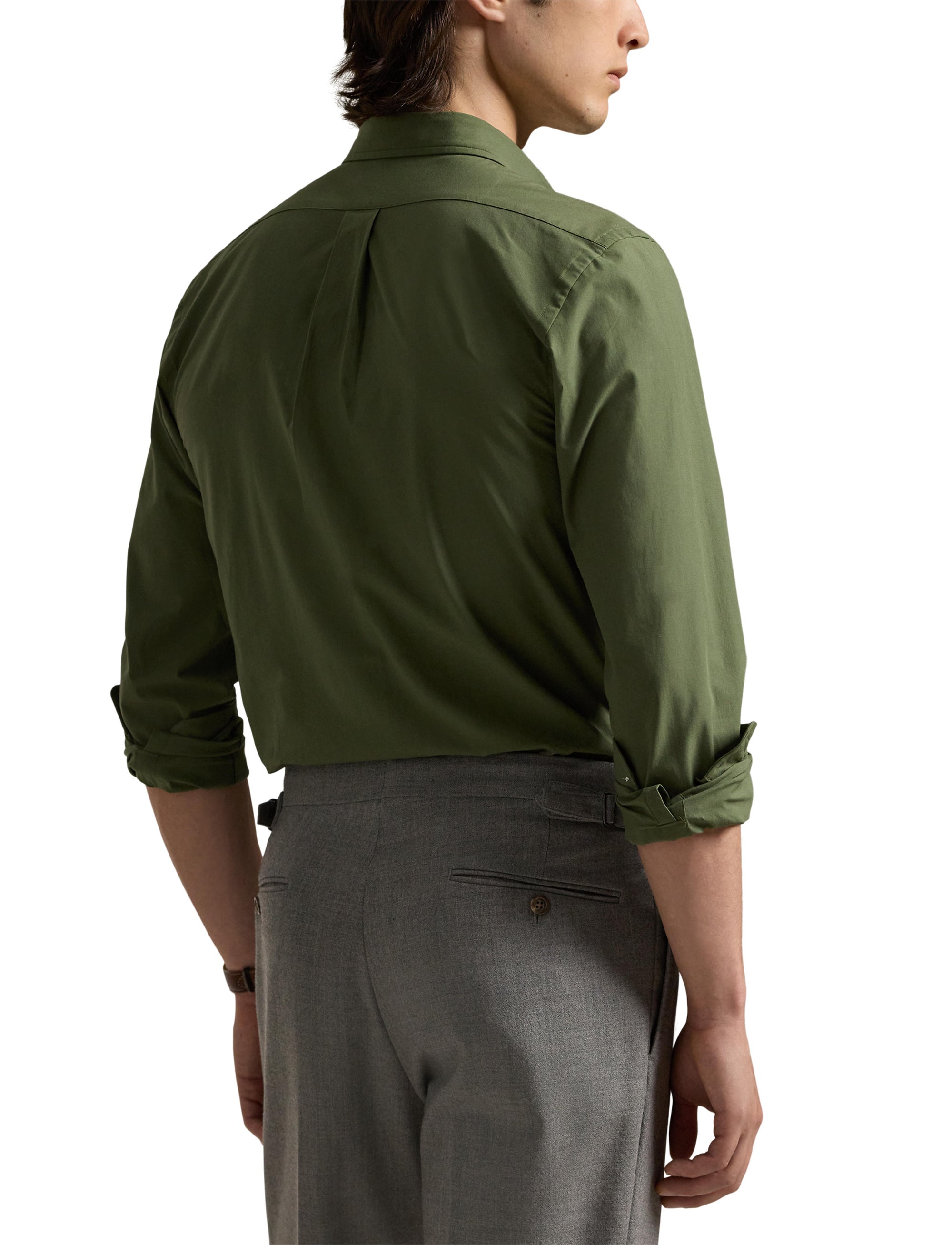Slim Fit Shirt in stretch poplin - Supply Olive