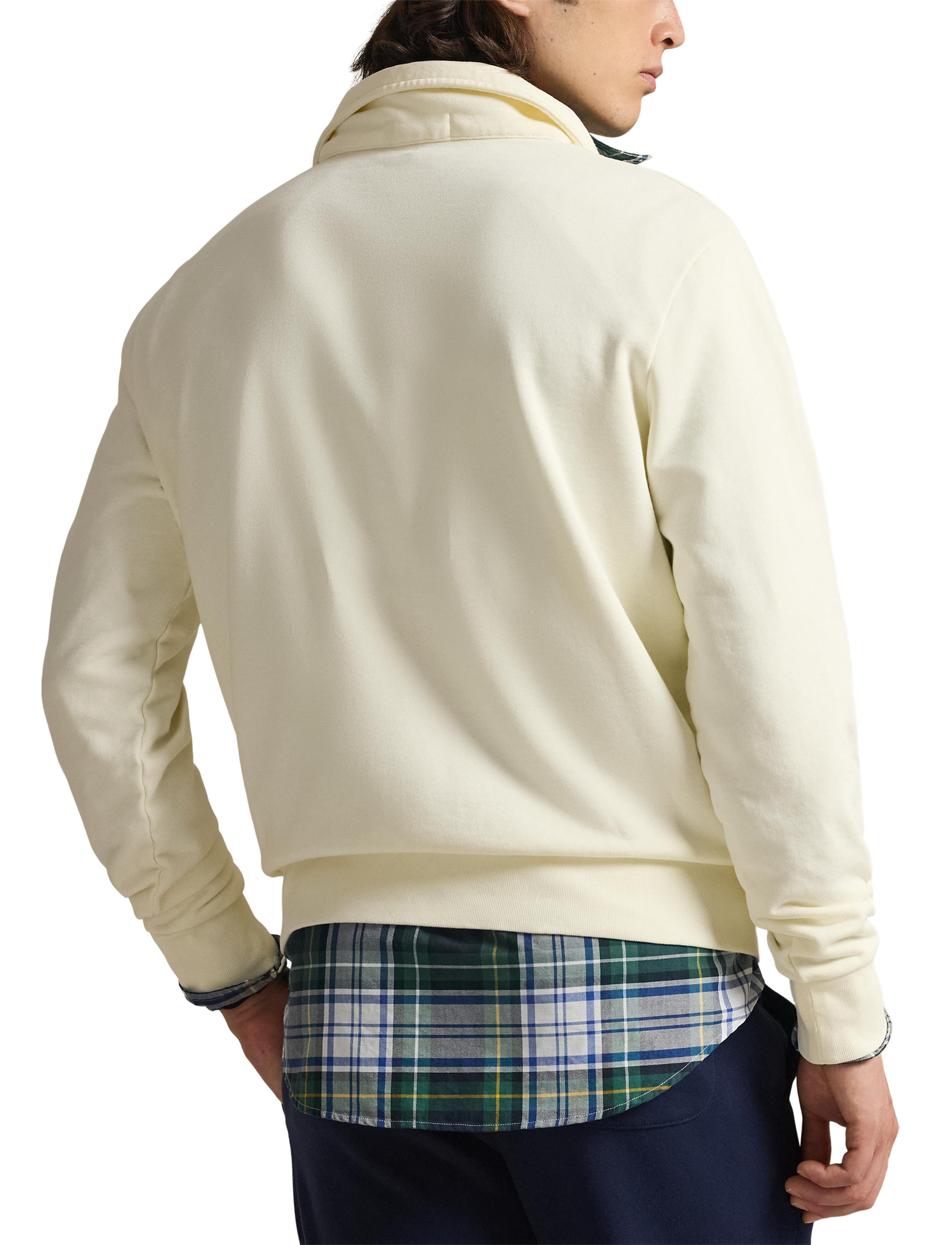Sweat demi-zippé en coton bouclé - Clubhouse Cream
