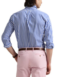 Chemise tissée ajustée à rayures - New Iris Blue & White