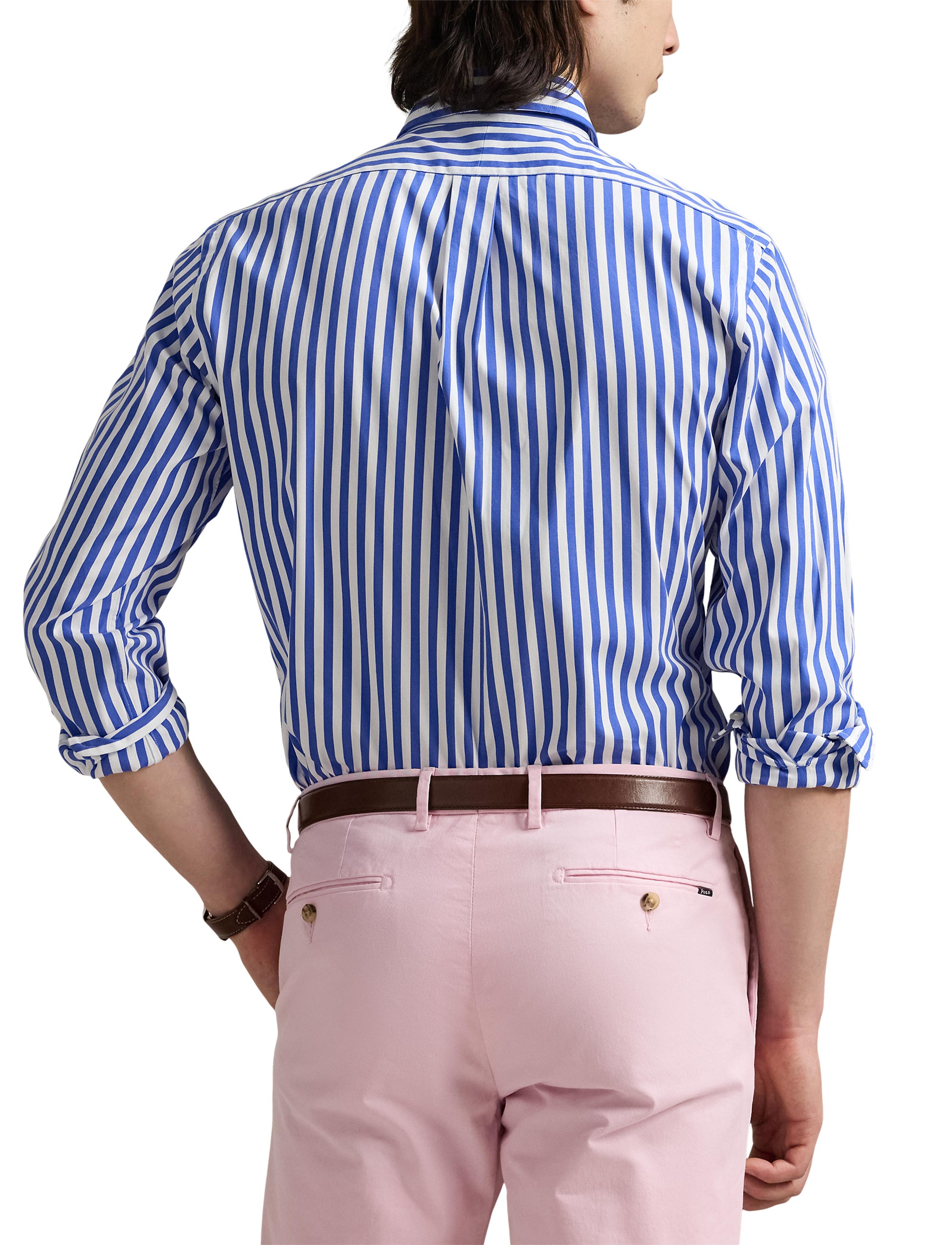 Chemise tissée ajustée à rayures - New Iris Blue & White