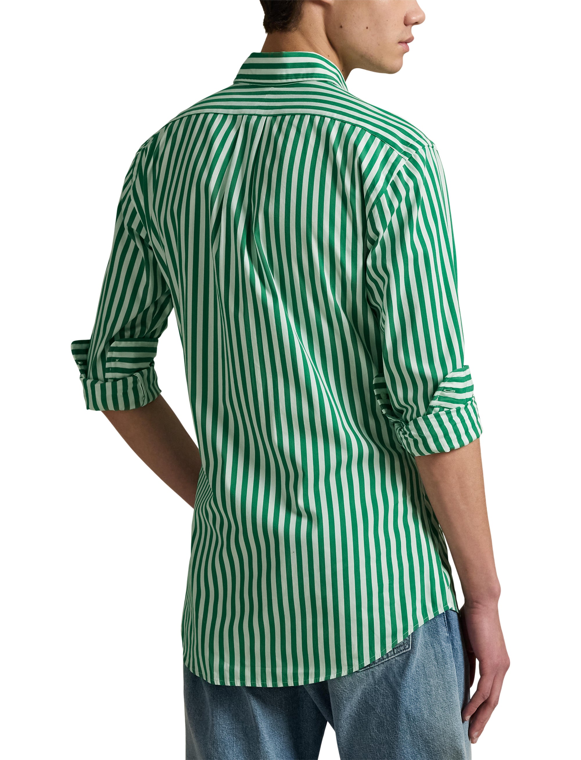 5pcs / NEW // 6792E SCARAB GREEN/WHITE SPORT SHIRT LONG SLEEVE CUBDPPCS