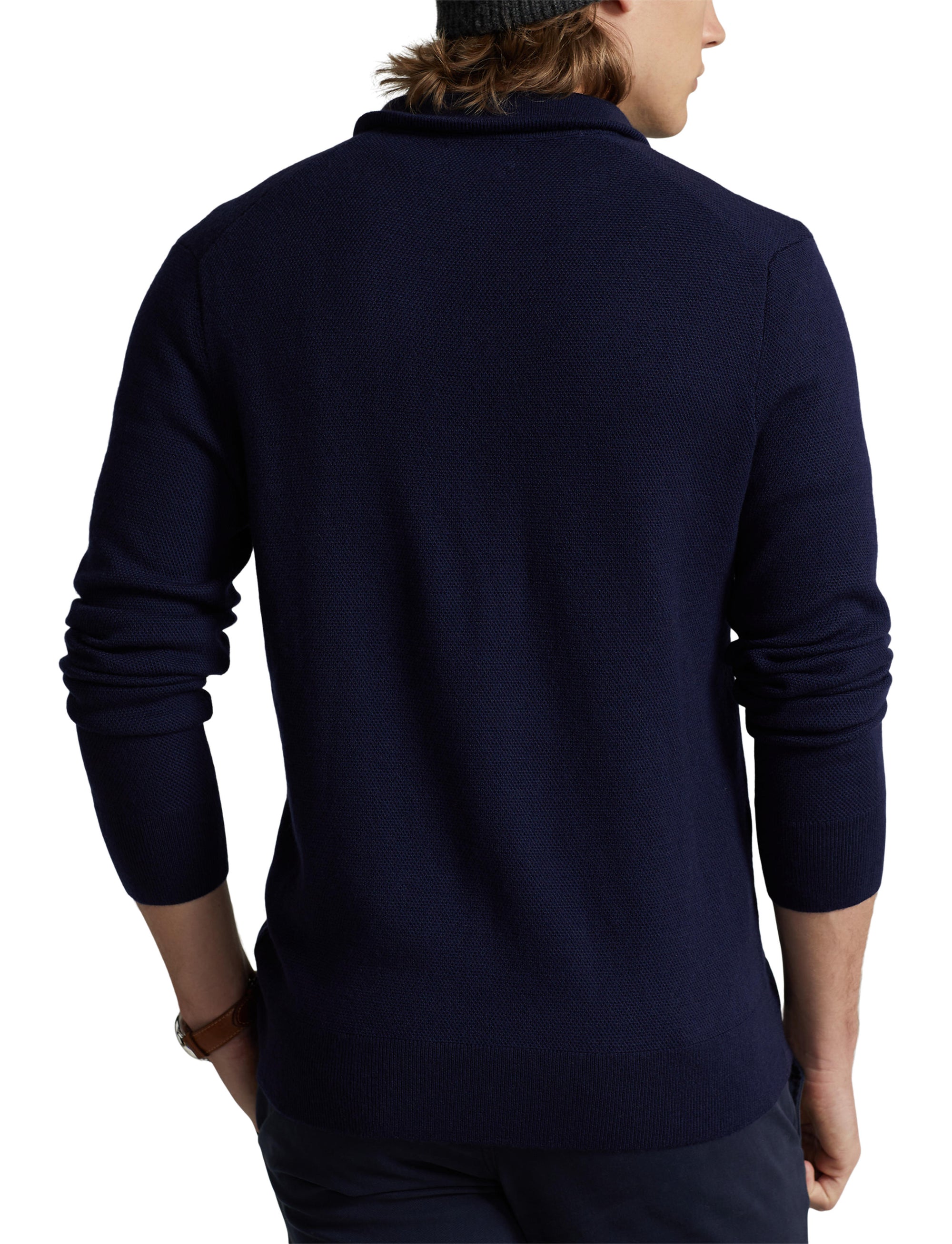 Pull demi-zippé en laine lavable - Hunter Navy
