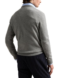 Pull col rond en laine  - Fawn Grey Heather