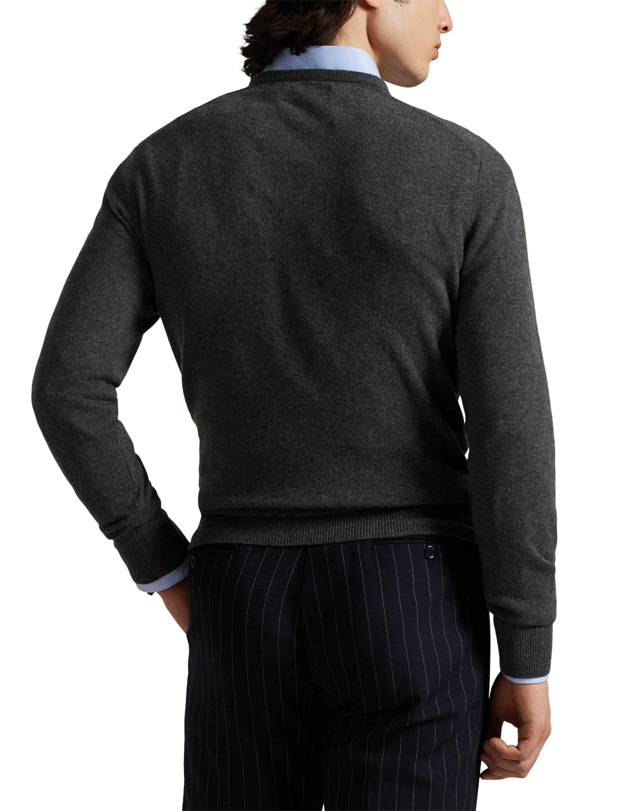 Pull col rond en laine  - Dark Charcoal Heather