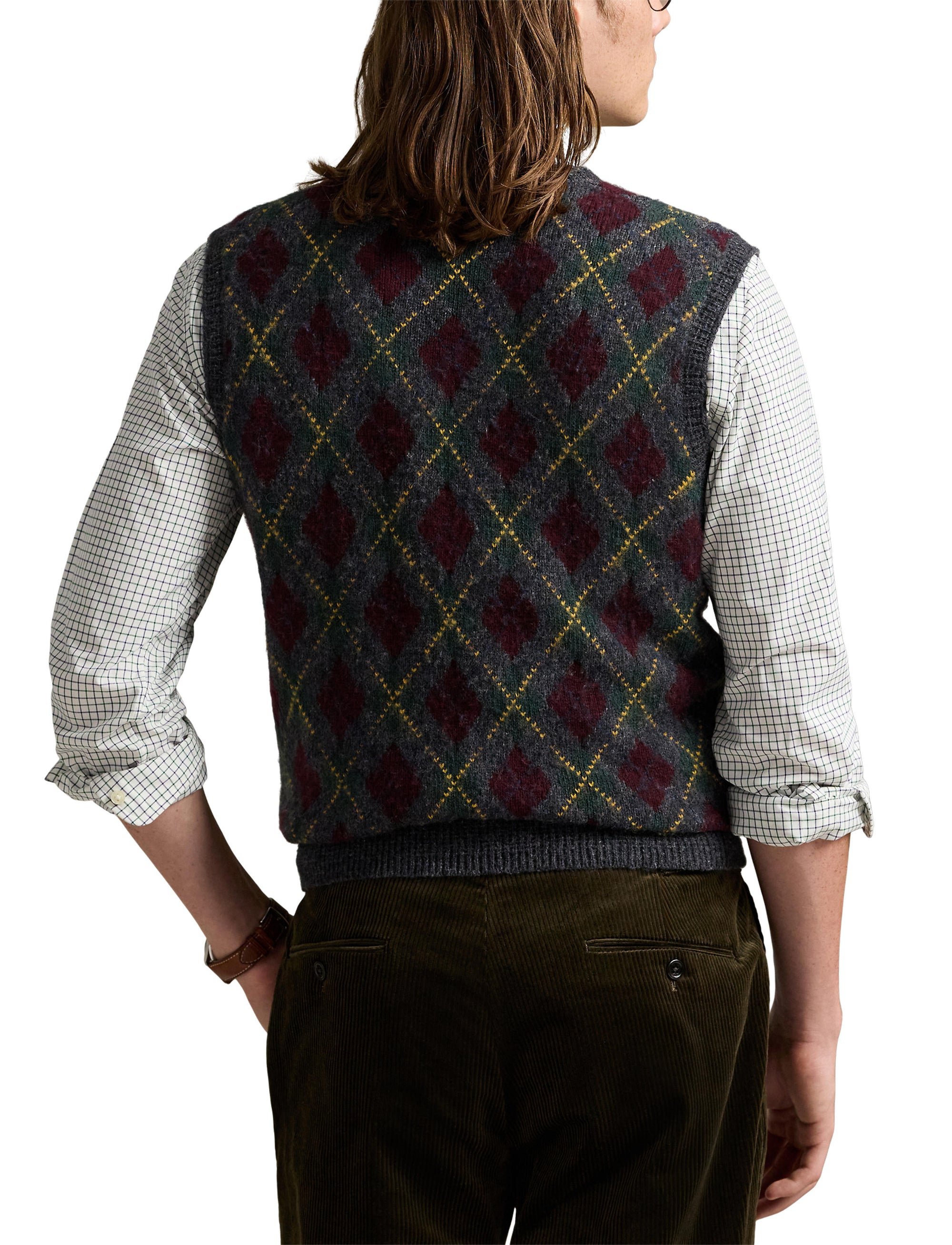 Pull débardeur losanges en laine - Charcoal Combo