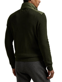 Pull demi-zippé en laine lavable - Olive Combo