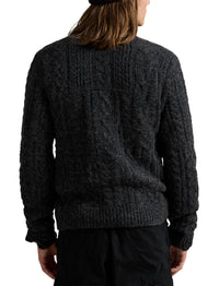 Pull drapeau tricot d'Aran en laine - Dark Granite Heather