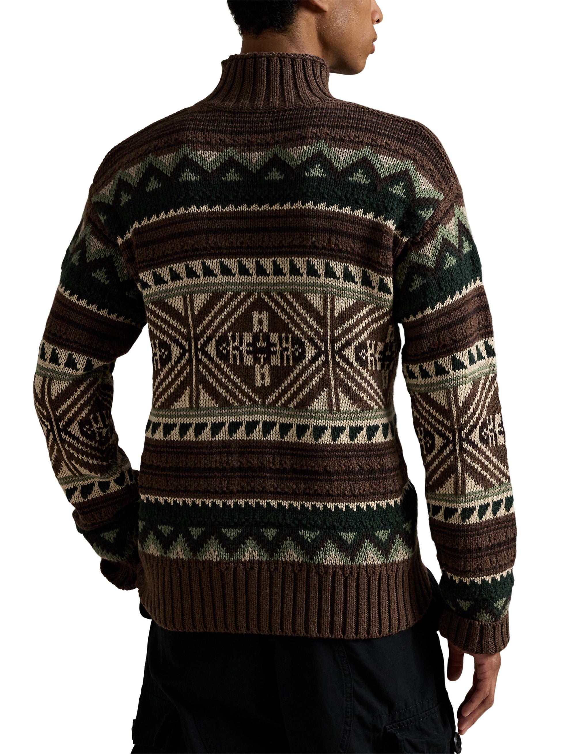 Pull à motif géométrique en laine - Brown Combo